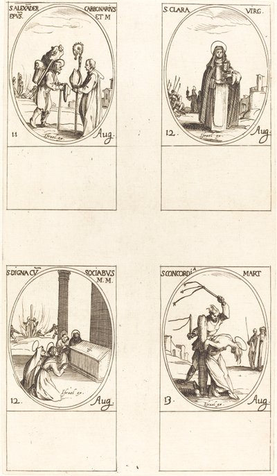 Saint Alexandre Carbonarius; Sainte Claire; Sainte Digna et Compagnons; Sainte Concordia - Jacques Callot