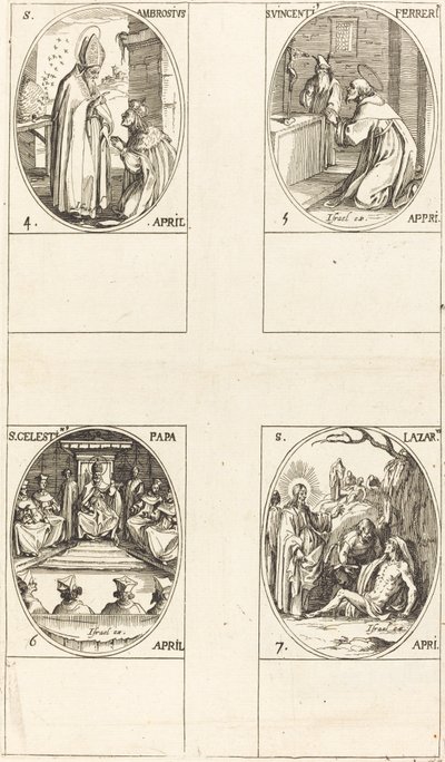 Saint Ambroise ; Saint Vincent Ferrier ; Saint Célestin ; Saint Lazare - Jacques Callot