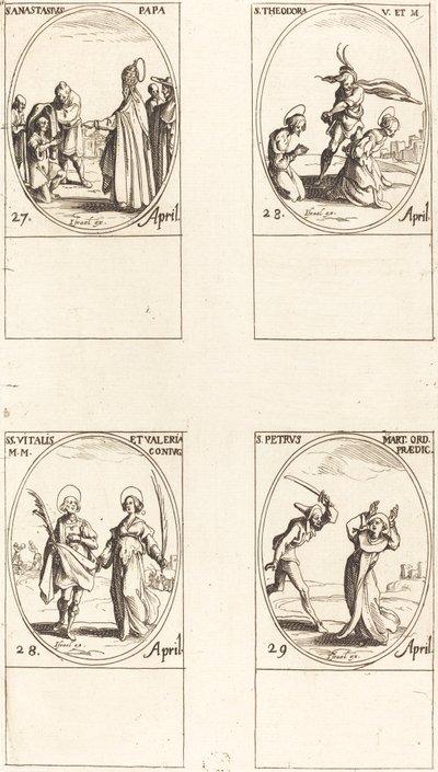 Saint Anastase, Sainte Théodora, Saints Vital et Valérie, Saint Pierre Martyr - Jacques Callot
