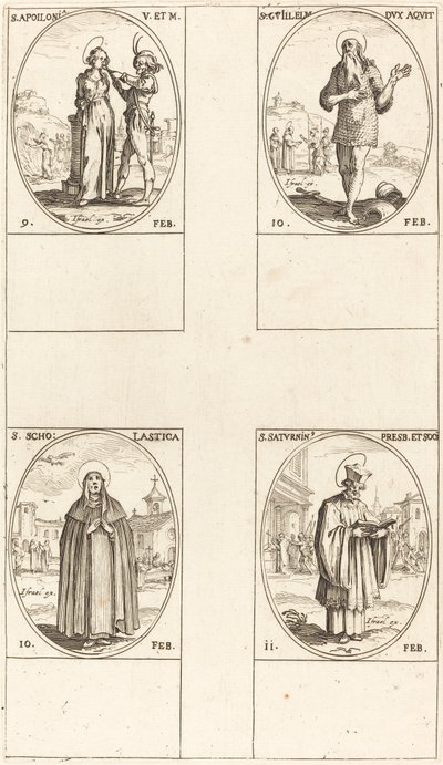 Sainte Apollonie; Saint Guillaume; Sainte Scholastique; Saint Saturnin - Jacques Callot