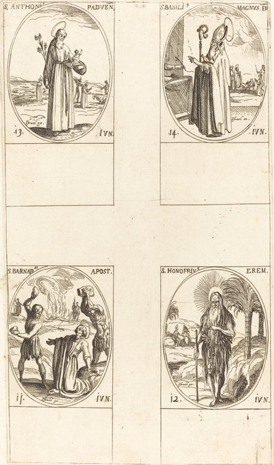 Saint Barnabé, Apôtre, Saint Honofrius, Saint Antoine de Padoue, Saint Basile le Grand - Jacques Callot