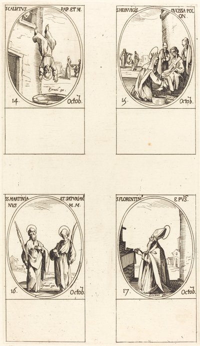 Saint Calixte; Sainte Hedwige; Saints Martinien et Saturien; Saint Florentin - Jacques Callot