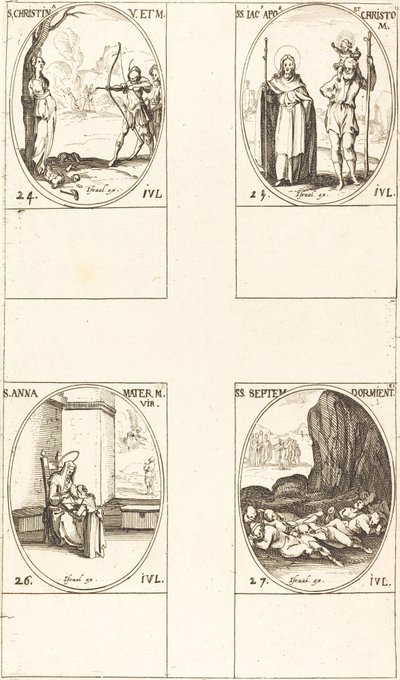 Sainte Christine; Saint Jacques, Apôtre, et Saint Christophe; Sainte Anne; Sept Dormants d