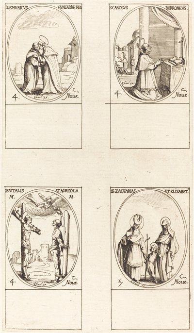 Saint Émeric; Saint Charles Borromée; Saints Vital et Agricola; Saints Zacharie et Élisabeth - Jacques Callot