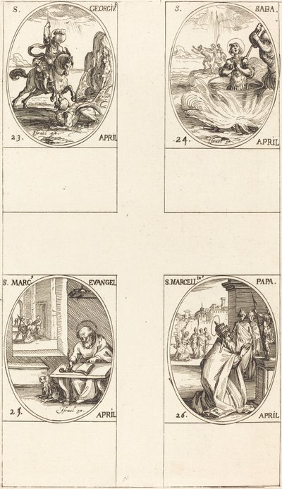 Saint Georges; Saint Sabas; Saint Marc, évangéliste; Saint Marcellin - Jacques Callot