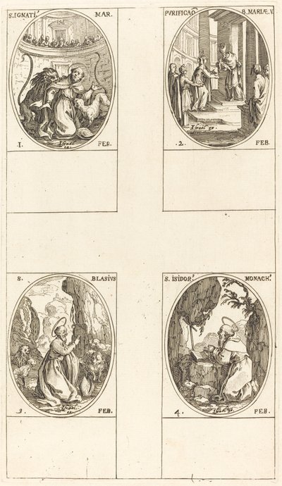 Saint Ignace; Purification de la Vierge; Saint Blaise; Saint Isidore - Jacques Callot