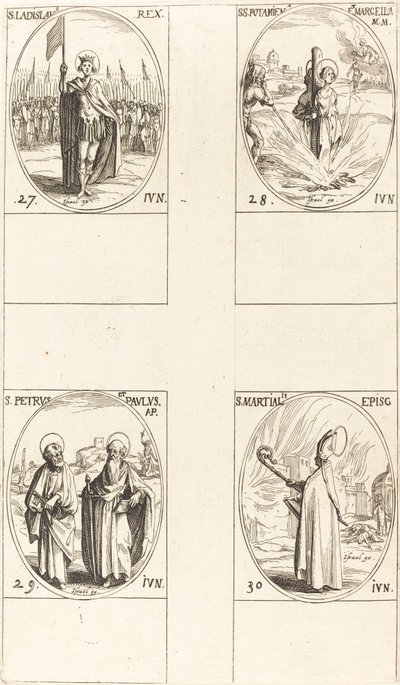 Saint Ladislas; Saints Potamiana et Marcella; Saints Pierre et Paul, Apôtres; Saint Martial - Jacques Callot