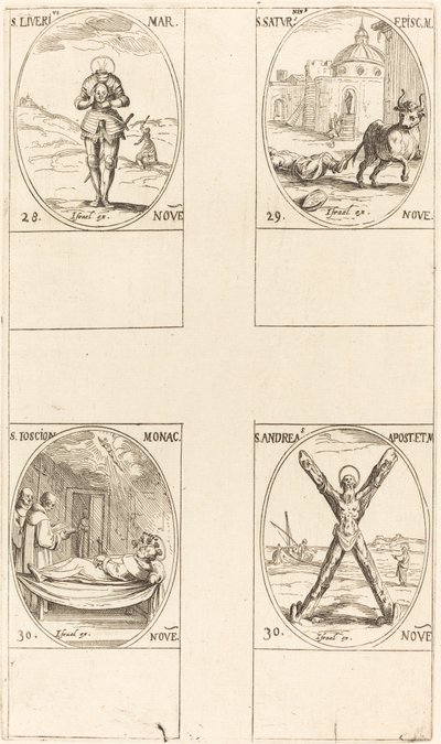 Saint Liverius ; Saint Saturninus ; Saint T(I?)oscion ; Saint André - Jacques Callot