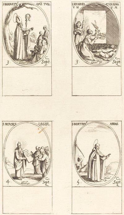 Saint Mansuetus; Saintes Serapia et Erasma; Moïse; Saint Bertin, Abbé - Jacques Callot