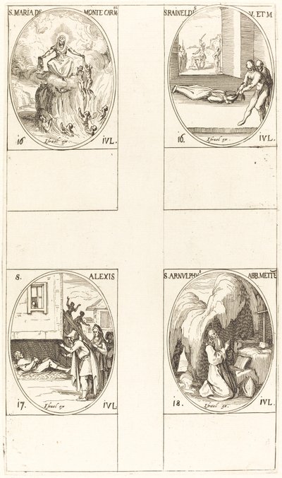 Sainte Marie du Mont Carmel; Sainte Raineldis; Saint Alexis; Saint Arnold de Metz - Jacques Callot