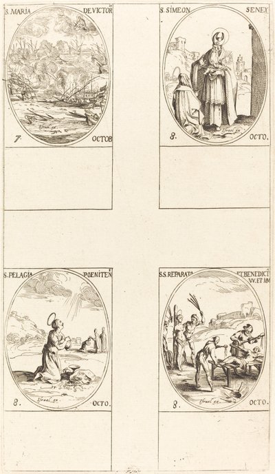 Sainte Marie de la Victoire, Saint Siméon, Prophète, Sainte Pélagie, Saintes Réparata et Bénédicte - Jacques Callot