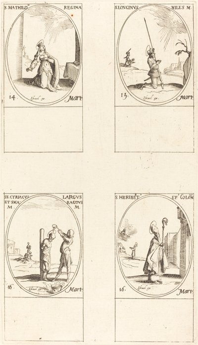 Sainte Mathilde ; Saint Longin ; Saint Cyriaque ; Saint Heribert - Jacques Callot