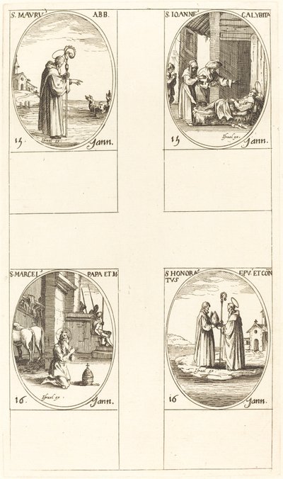 Saint Maur ; Saint Jean Calybite ; Saint Marcellus ; Saint Honoratus - Jacques Callot