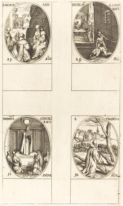 Saint Mederic, Abbé; Décapitation de Jean-Baptiste; Saint Fiacre; Fête de la Vierge - Jacques Callot