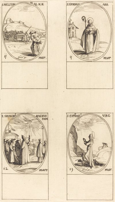 Saint Méliton ; Saint Firmin ; Saint Grégoire le Grand ; Sainte Euphrasie - Jacques Callot