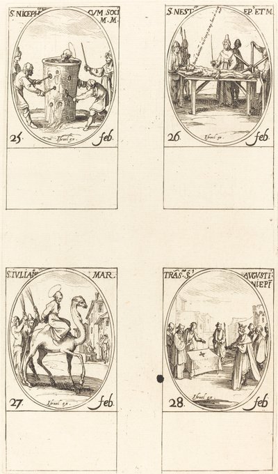 Saint Nicéphore; Saint Nestor; Saint Julien; Translation de Saint Augustin - Jacques Callot