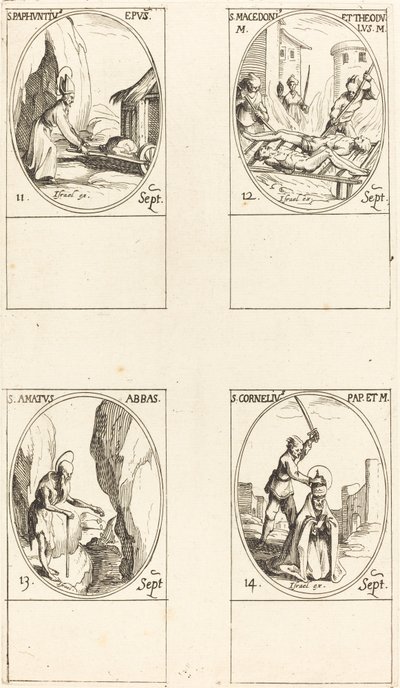 Saint Paphnuce; Saints Macédonius et Théodule; Saint Amatus; Saint Cornélius - Jacques Callot