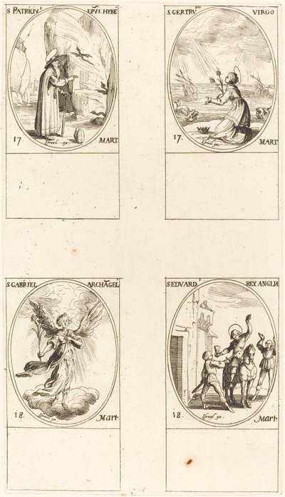 Saint Patrick; Sainte Gertrude; Saint Gabriel, Archange; Saint Édouard - Jacques Callot