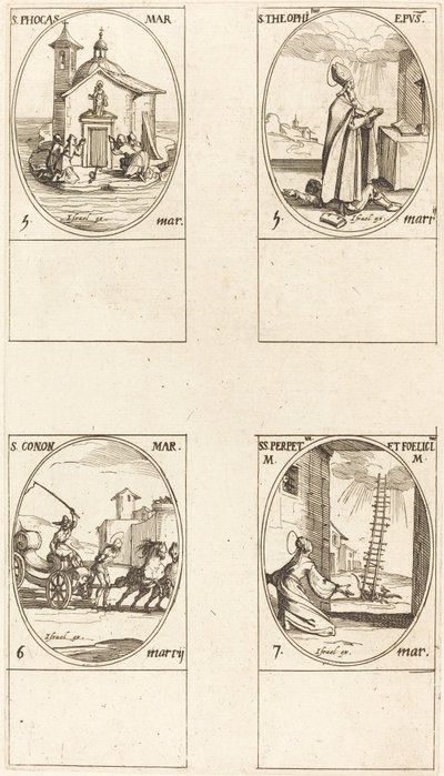 Saint Phocas, Saint Théophile, Saint Conon, Saintes Perpétue et Félicité - Jacques Callot