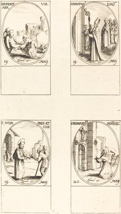 Saint Potentienne; Saint Dunstan; Saint Yvo; Saint Bernardin de Sienne - Jacques Callot