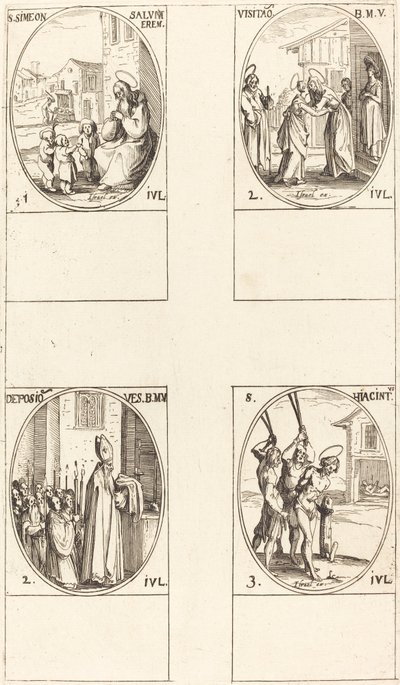 St. Siméon Salus; La Visitation; Déposition des vêtements de la Vierge; St. Hiacintus - Jacques Callot