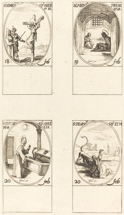 Saint Siméon; Saint Gabinius; Saint Eucharius; Saint Silvanus - Jacques Callot