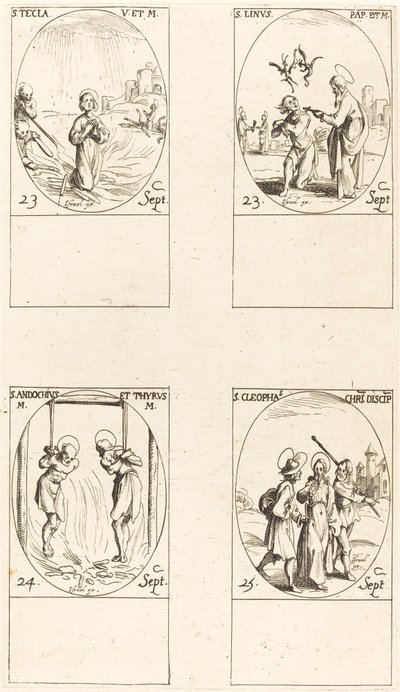 Sainte Thècle ; Saint Lin ; Saints Andochius et Thyrsus ; Saint Cléophas - Jacques Callot
