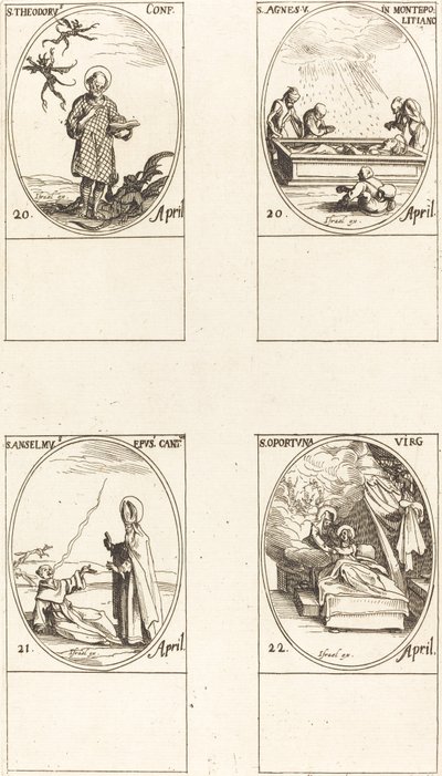 Saint Théodore; Sainte Agnès de Monte Pulciano; Saint Anselme, archevêque de Canterbury; Saint - Jacques Callot