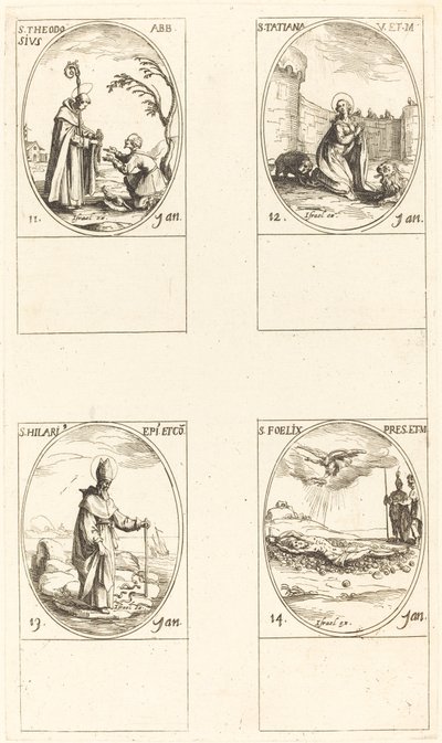Saint Théodose; Sainte Tatiana; Saint Hilaire; Saint Félix - Jacques Callot
