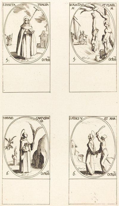Sainte Thérèse; Saint Placide et Flavia; Saint Bruno; Sainte Foi - Jacques Callot