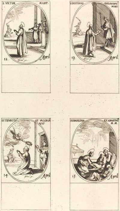 St. Victor; St. Justinus; Sts. Tiburtius et Valerianus; Sts. Basilissa et Anastasia - Jacques Callot