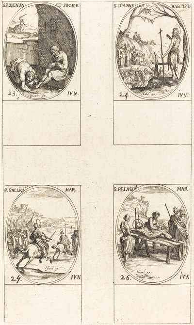 Saint Zénon et compagnons, Saint Jean-Baptiste, Saint Gallicanus, Saint Pélage - Jacques Callot