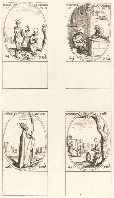 Saints Chrysanthus et Daria ; Saints Crispin et Crispinian ; Saint Évariste ; Saint Frumence - Jacques Callot