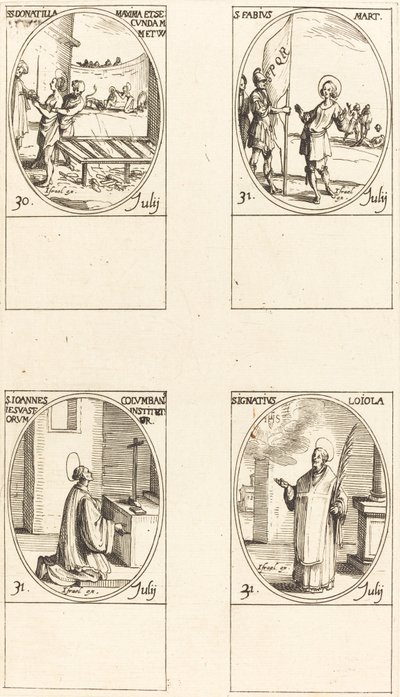 Sts. Donatilla, Maxima et Secunda; St. Fabius; St. Jean Colombini; St. Ignace de Loyola - Jacques Callot