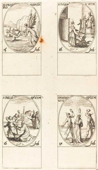 Saints Faustin et Jovite ; Sainte Julienne ; Saint Onésime ; Saint Policronius - Jacques Callot
