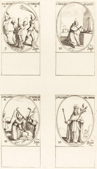 Saints Gorgonius et Dorothée, Saint Nicolas de Tolentino, Saint Polianus et Némésian, Saint Pul - Jacques Callot