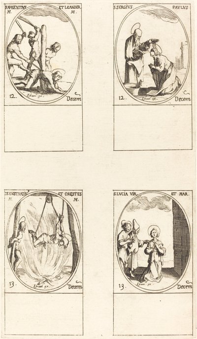 Saints Maxence et Léandre; Saints Serge et Paul; Saints Eustrate et Orestes; Sainte Lucie - Jacques Callot
