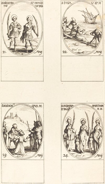 Saints Nicostratus et Anthiocus; Sainte Julia; Saint Desiderius; Saints Susanna, Palladia, et - Jacques Callot