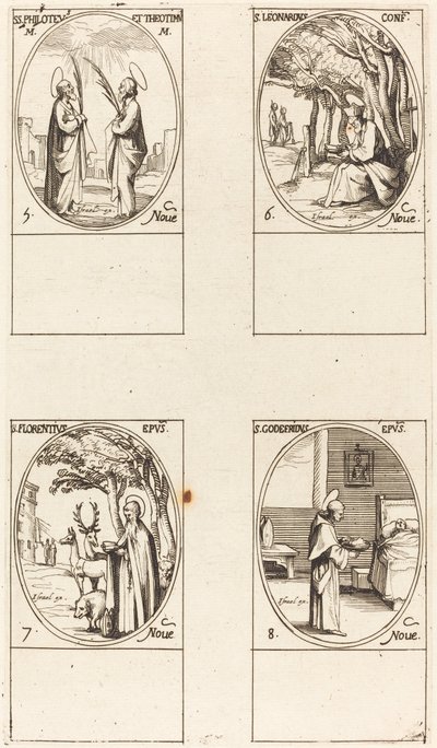 Saints Philoteus et Theotimus, Saint Léonard, Saint Florentinus, Saint Godfrey - Jacques Callot