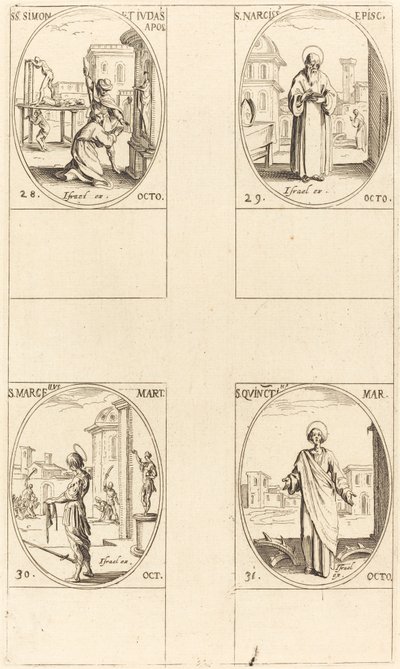 Saints Simon et Jude, apôtres; Saint Narcisse; Saint Marcellus; Saint Quentin - Jacques Callot