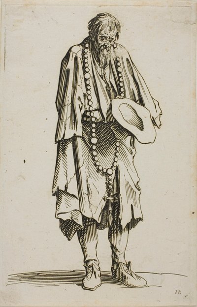 Le mendiant avec un chapelet, planche onze de Les mendiants - Jacques Callot