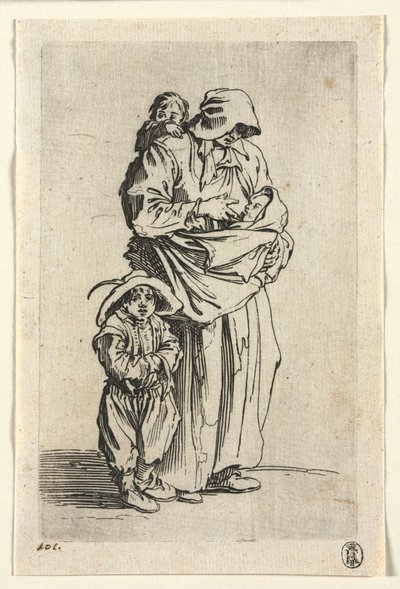 Les mendiants : Une mère et ses trois enfants - Jacques Callot