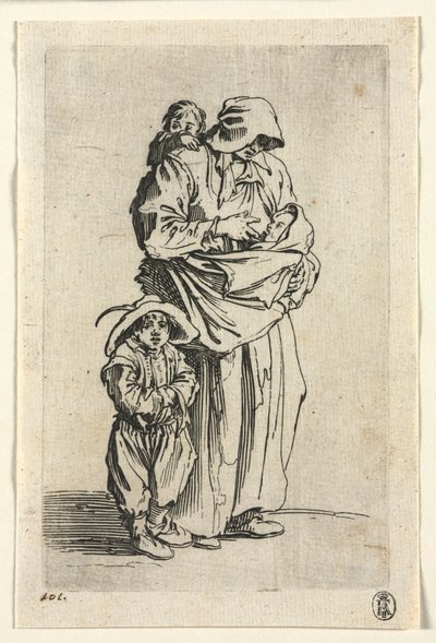 Les mendiants : Une mère et ses trois enfants - Jacques Callot