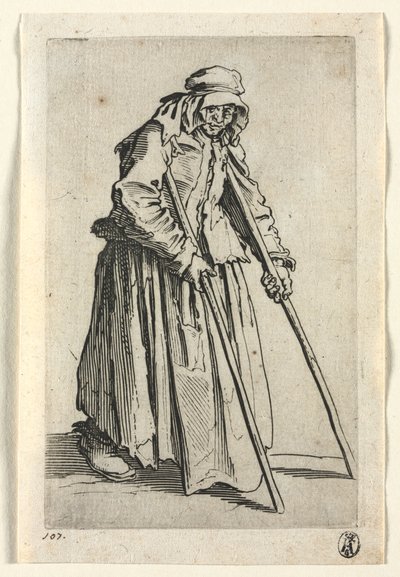 Les mendiants : Mendiante avec des béquilles - Jacques Callot