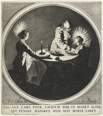 La Bénédiction Le Bénédicité aussi connu sous le nom de La Sainte Famille à Table, 1628 - Jacques Callot