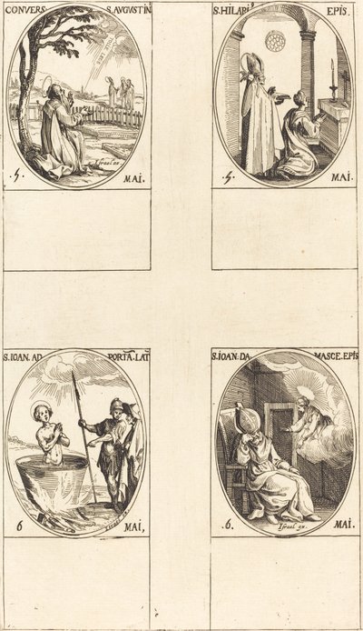 La Conversion de Saint Augustin; Saint Hilaire; Saint Jean devant le portail latin; Saint Jean de Damas - Jacques Callot