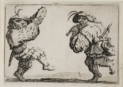 Les danseurs avec une flûte et un tambourin, des Caprices - Jacques Callot