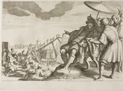 Le Grand-Duc fortifie le port de Livourne, de la Vie de Ferdinando I de Médicis - Jacques Callot