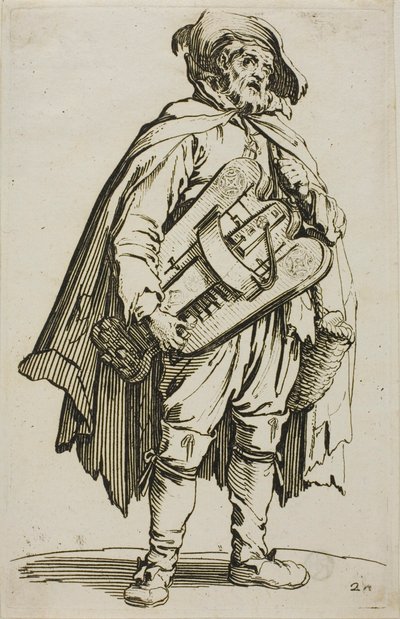 Le joueur de vielle, planche deux de Les mendiants - Jacques Callot