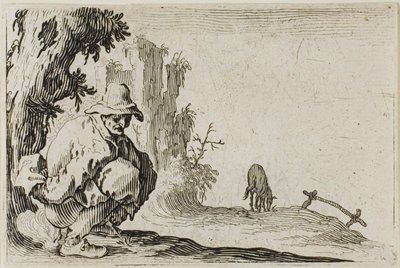 Le paysan accroupi, des Caprices - Jacques Callot